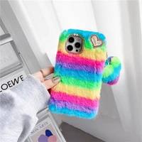 Tpu Soft Silicone Rainbow Phone Case For For Motorola G9Play Power Life Plus E6S Moto G7power Plush Fur Heart Case Capa