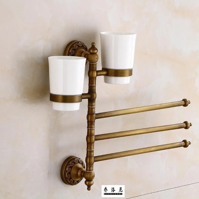 

European style copper antique towel bar towel hanging antique bathroom hardware pendant antique ceramic activity towel bar