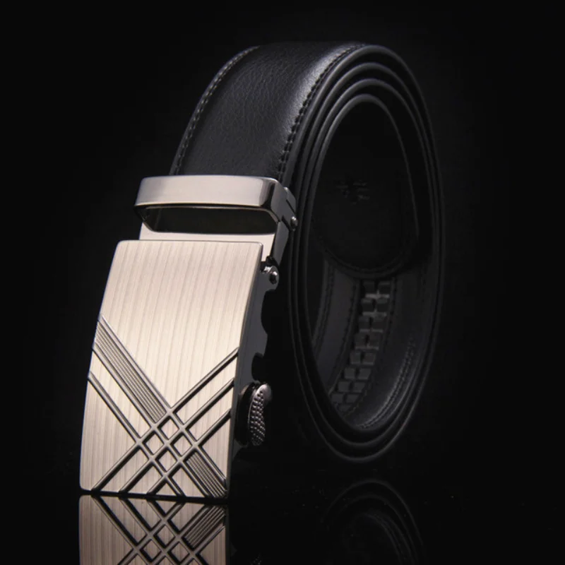 

Top Quality Genuine Luxury Leather Belts for Men Strap Male Metal Automatic Buckle Punk Rock Mens Belt