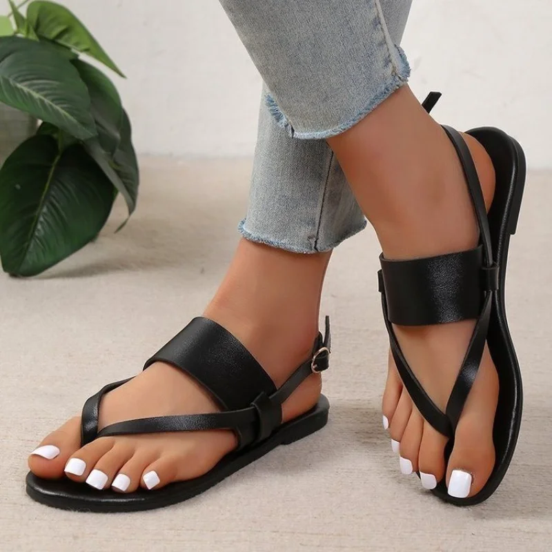 

Summer Solid Color Flat Sandals Fashion Open Toe Outdoor Slippers Casual Beach Women's Shoes Plus Size Zapatos De Mujer Slides