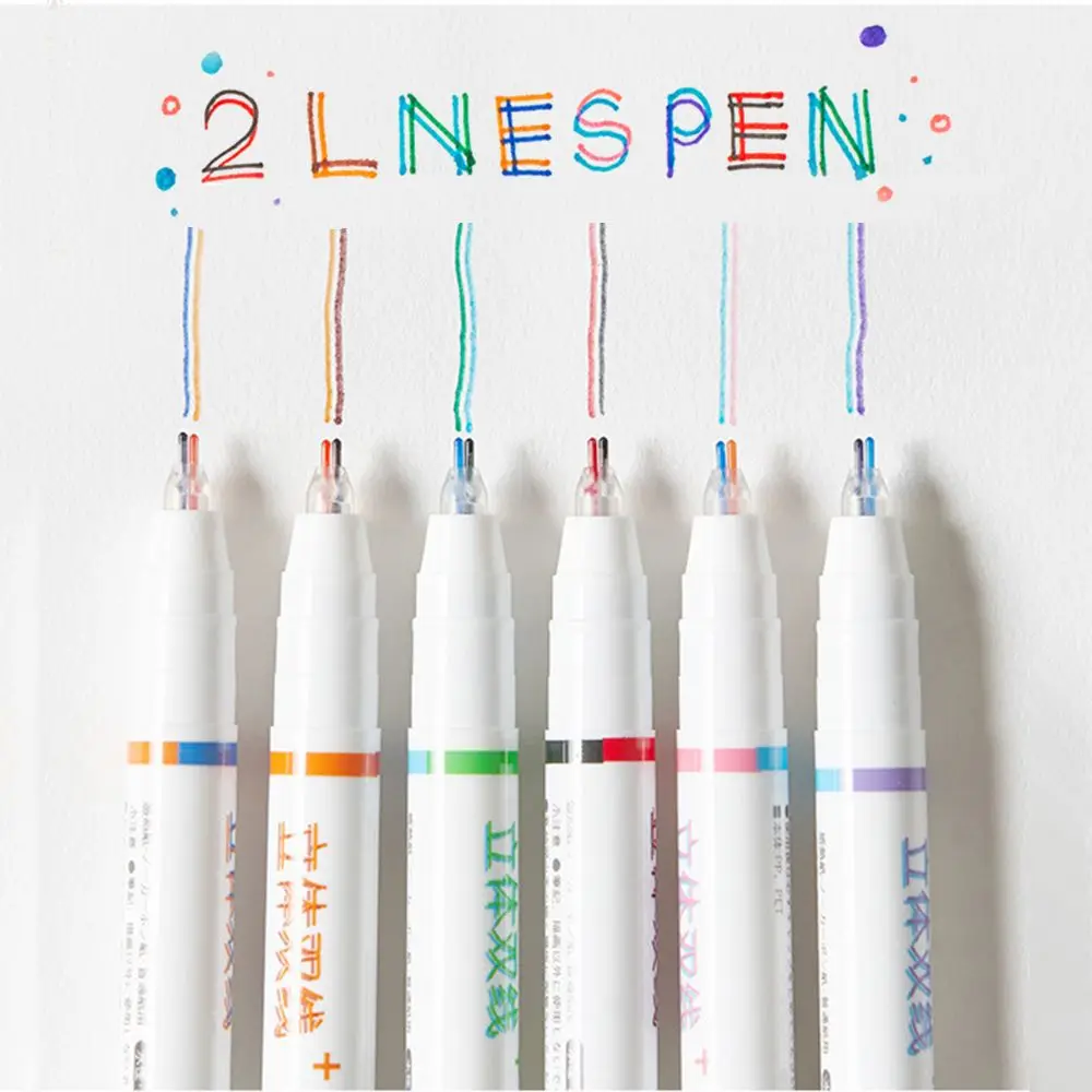 

Ink Pigment Stationery Office Supplies Drawing Pens Liner Art Markers Double Line Colored Pen Two-color Line Gel Pen