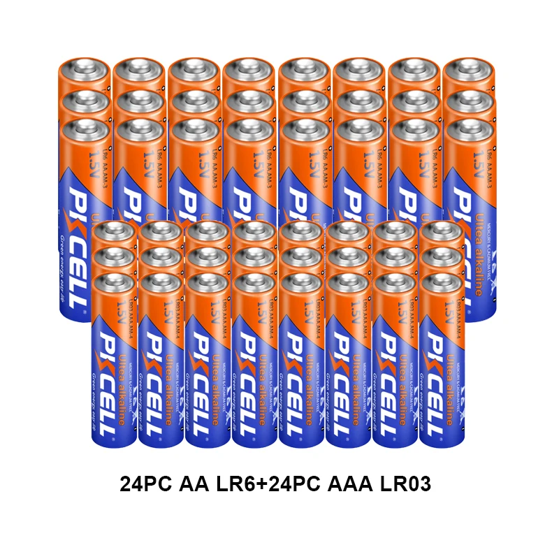 

PKCELL 24PC LR03 AM4 E92 AAA Battery and 24PC LR6 AM3 E91 MN1500 AA 1.5V Alkaline Battery for toys smart locks (48packs)