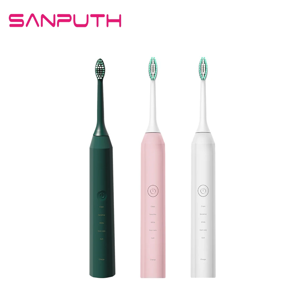 

Sonic Electric Toothbrushes for Adults 5 Modes Smart Timer Rechargeable Whitening Tooth Brush Heads Replacement Set