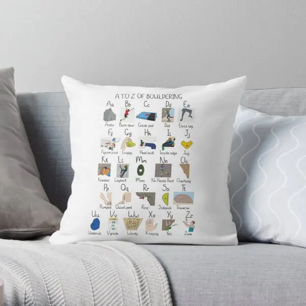 

A To Z Of Bouldering Printing Throw Pillow Cover Wedding Decor Car Square Waist Cushion Case Office Hotel Pillows not include