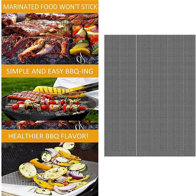 

Bbq Grill Mat Non Stick Reusable Heat Resistance Non-Stick Barbecue Mesh Oven Baking Mats Fiber Grilling Liner Kitchen Accessory