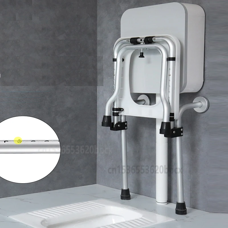 Squat Change To Sit Bathroom Toilet Chair Foldable Aluminum Alloy Shower Stool for Elder Pregnant Woman Bearing 180kg