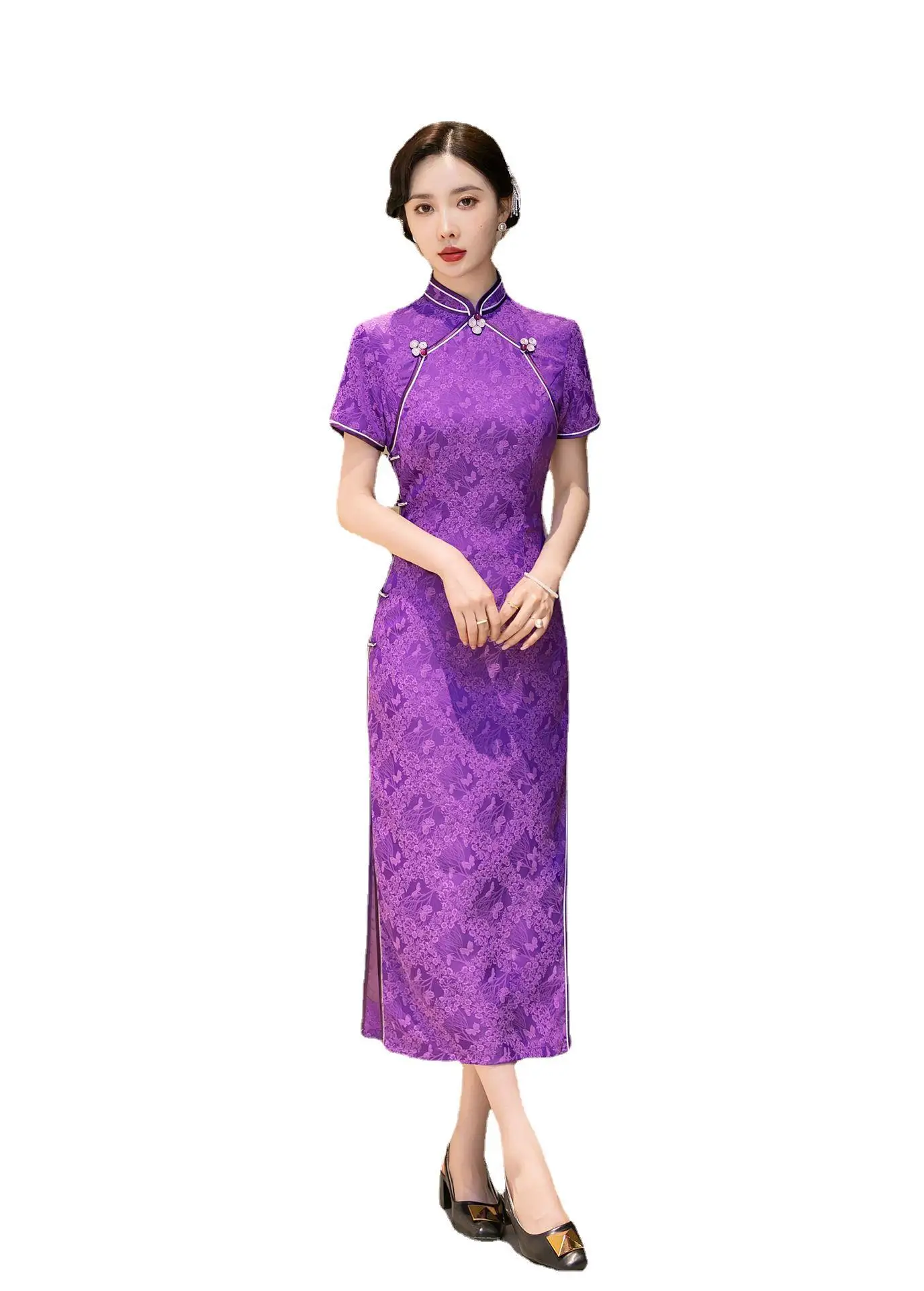 Платье-Ципао облегающее на бедра модифицированное банкетное Кружевное платье в