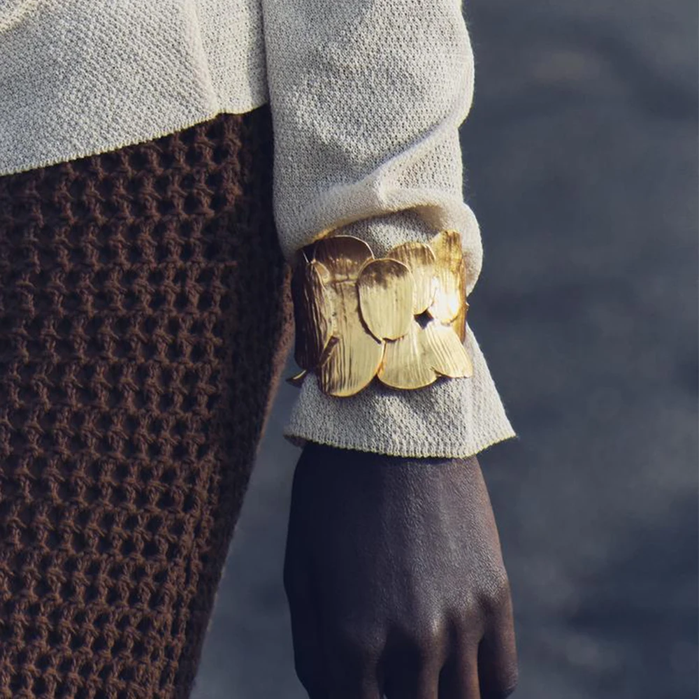 Новинка 2024 металлический браслет ZAA для женщин винтажный Открытый неправильной