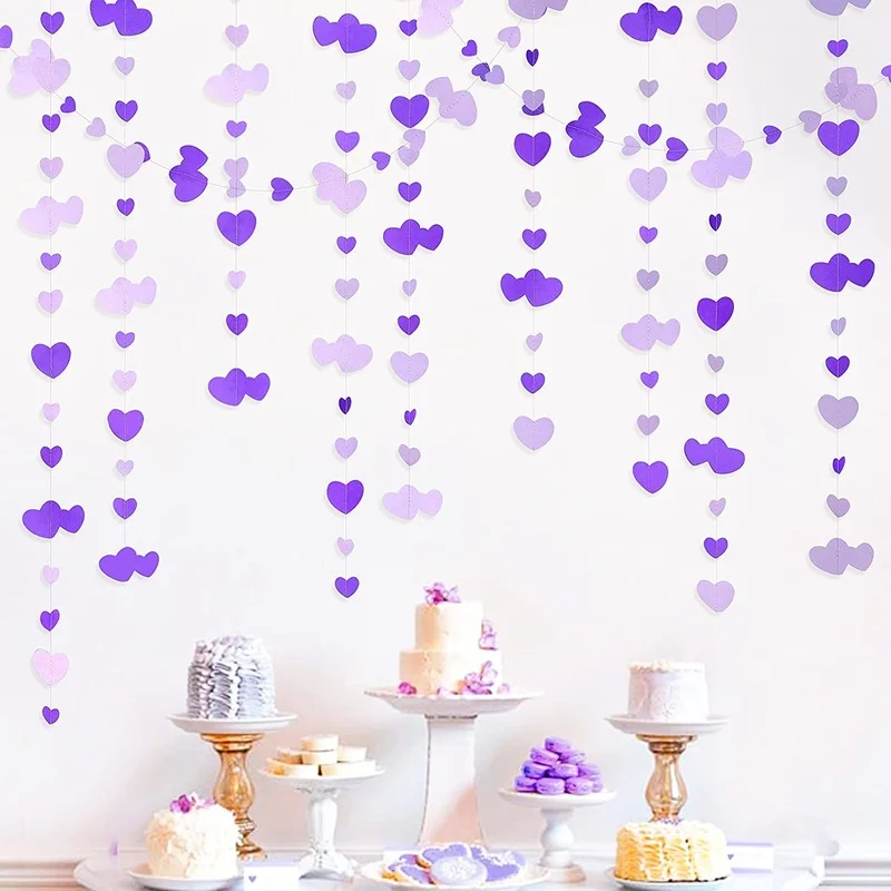 

Double Sided Love Design Streamers White Wedding Heart Garland for Wedding Bridal Shower Engagement Valentine's Day Decorations