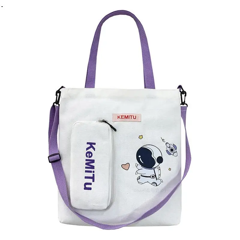 

Simple Women Package Print Cute Astronaut Large Capacity Handbags Japanese Literary Shoulder Bag Casual Shopping To Girl Handbag