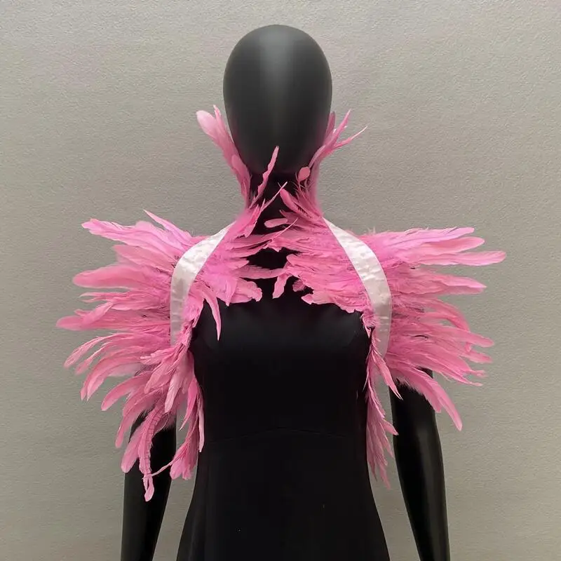 Fur Gothic Feather Shawl Makeup Ball Cloak Halloween Party Accessories Fake Neckband