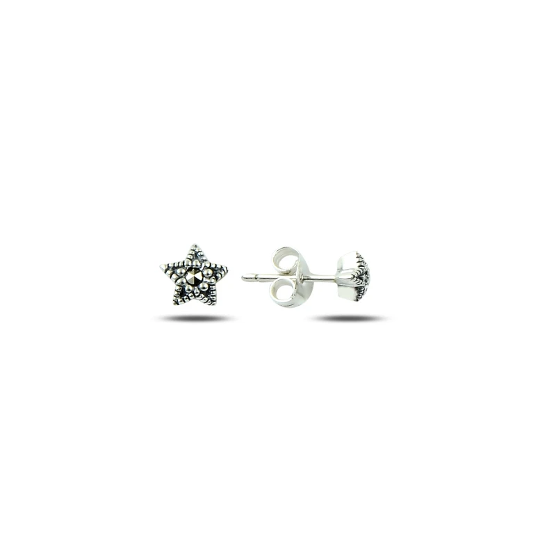 

Silver 925 Sterling Marcasite Cubic Zirconia Star Earrings