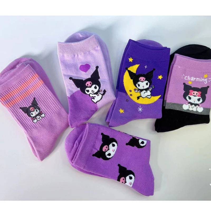 Комплект Из 5 Женских Фиолетовых Хлопковых Колготок С Мини-носками Disney Sanrio Kuromi