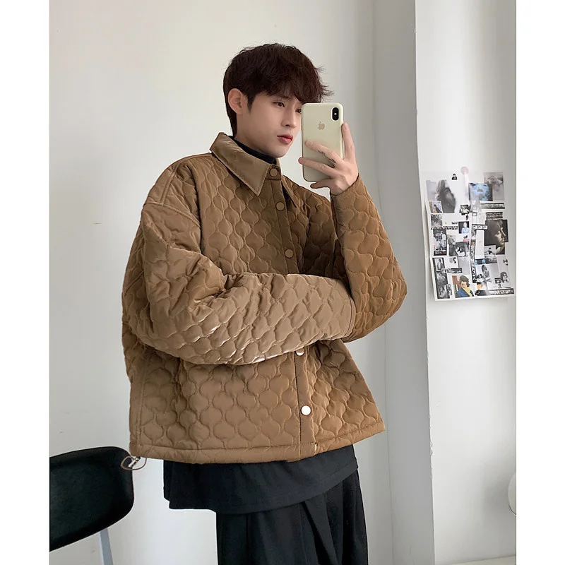 Winter Jacket Men Warm Fashion Coffee Black Thicken Plaid Jacket Men Korean Loose Short Coat Mens Oversize Clothes M-2XL