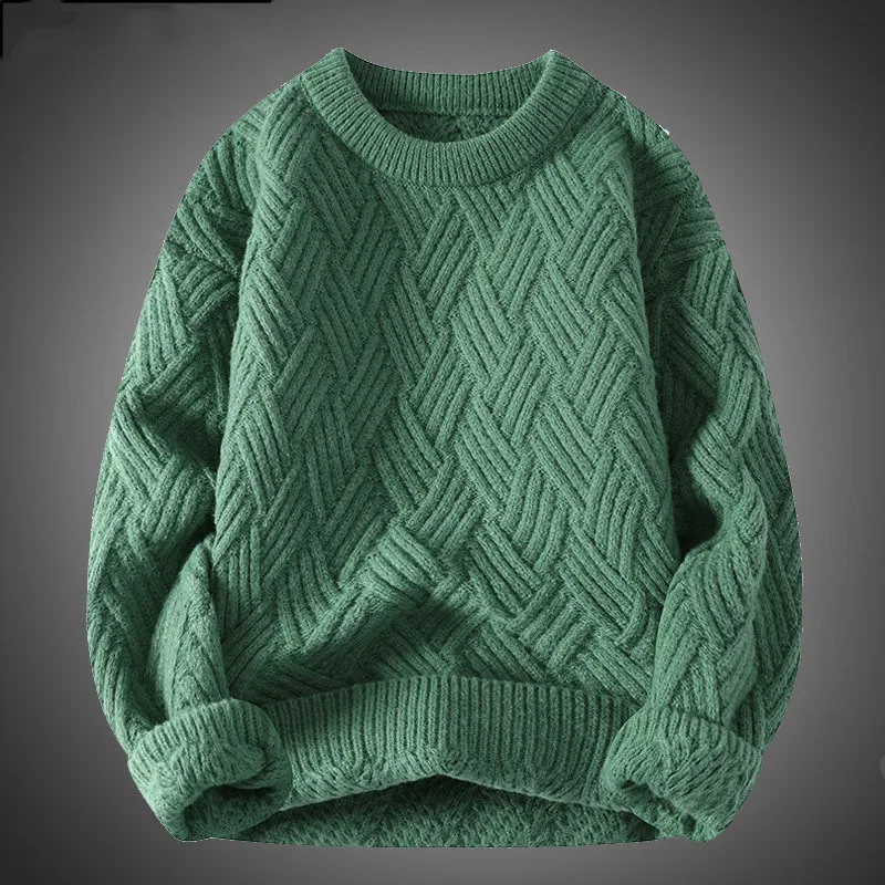 

Зимние мужские повседневные свитера в клетку, плотный теплый пуловер с воротником «хомут», мужские шерстяной трикотаж мужские Рождественские свитера для подростков