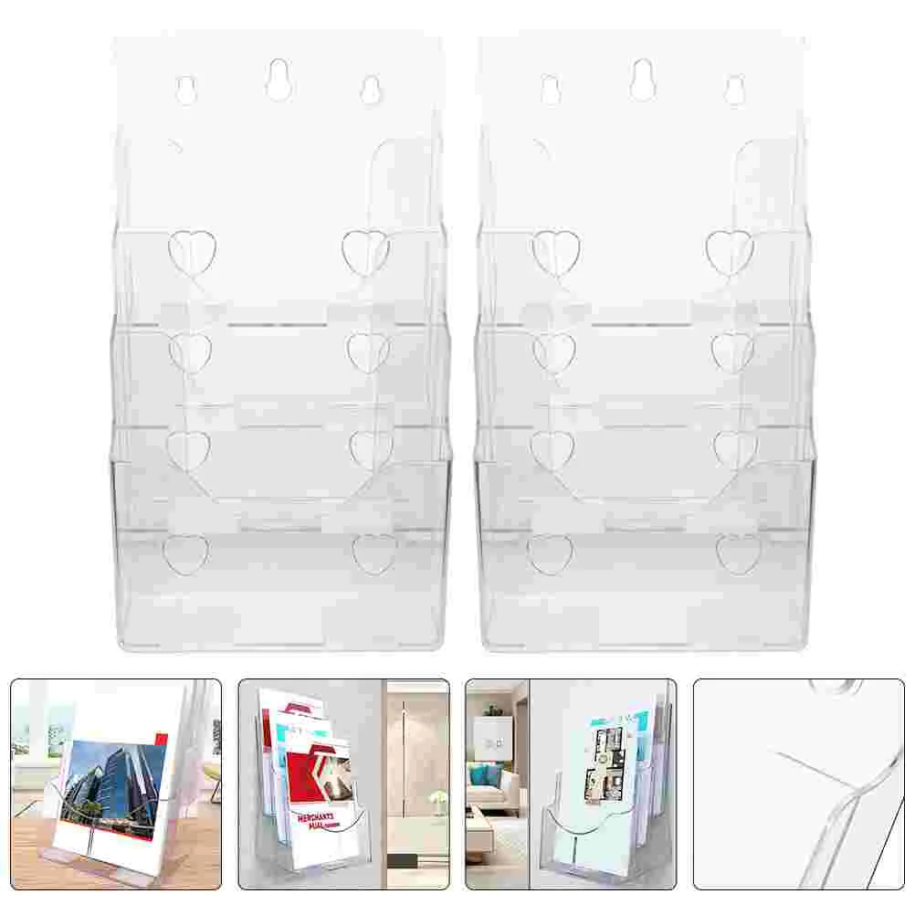 

2 Pcs Desktop File Holders Data Display Stand Flyer Paper Folder Magazine Organizer Transparent Plastic