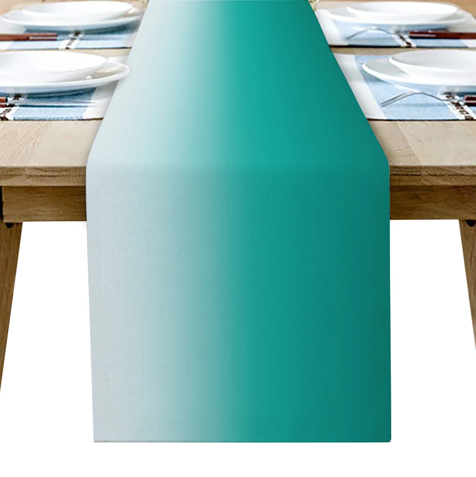 

Cyan Turquoise Gradient Table Runner Decoration Home Decor Dinner Table Decoration Table Runners Tassel