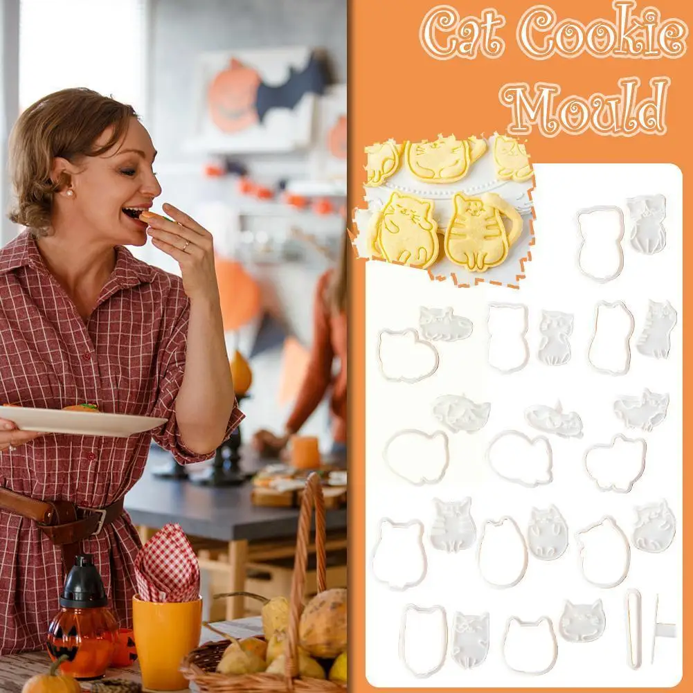 

Cute Cat Cookie Plunger Cutters Fondant Cake Mold Biscuit Sugarcraft Cake Decorating Tools for Kids Bakeware Plastic Baking C4Z3