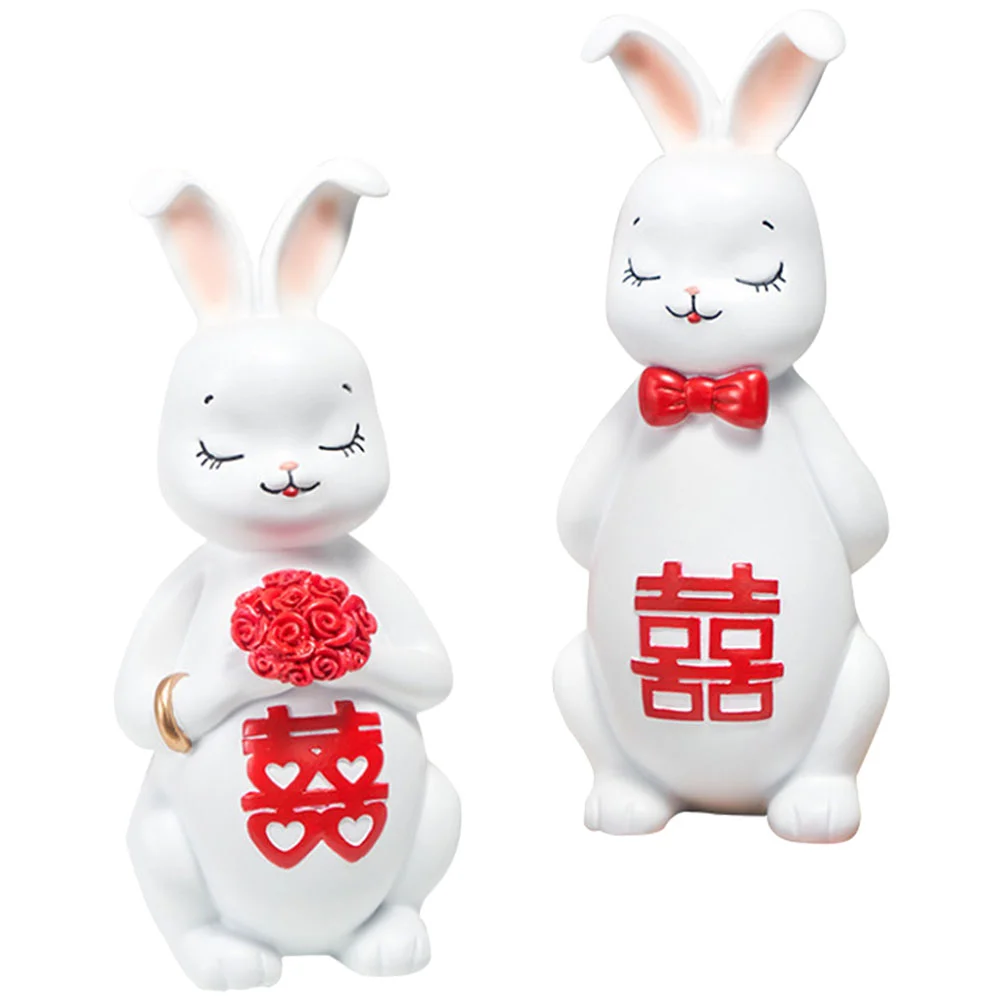 

Rabbit Statue Wedding Figurine Chinese Bunny Couple Decor Zodiac Sculpturegifts Yeargift Bridal Engagement Animal Thefigures