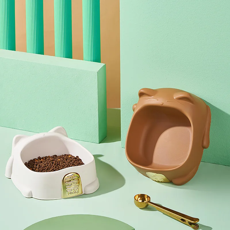 

Pet Single Bowl Cartoon Light Luxury Lucky Cat Shape Kitten Dog Bowl Food Basin Pet Drinking Water Bowl Feeder Cat Supplies