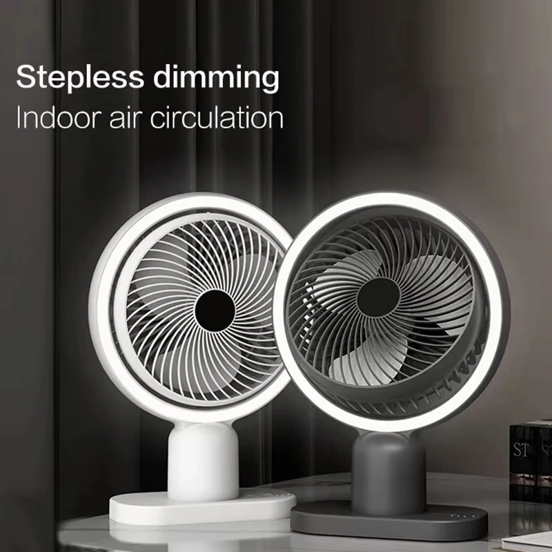 

Portable Wireless Fan With Night Light 120° Rotation Quiet Mini Electric Fan USB Rechargeable Fans for Desktop Office Home