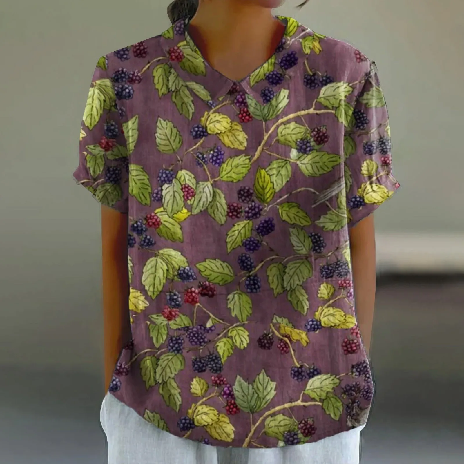 Легкая льняная рубашка с цветочным принтом женская повседневная блузка для