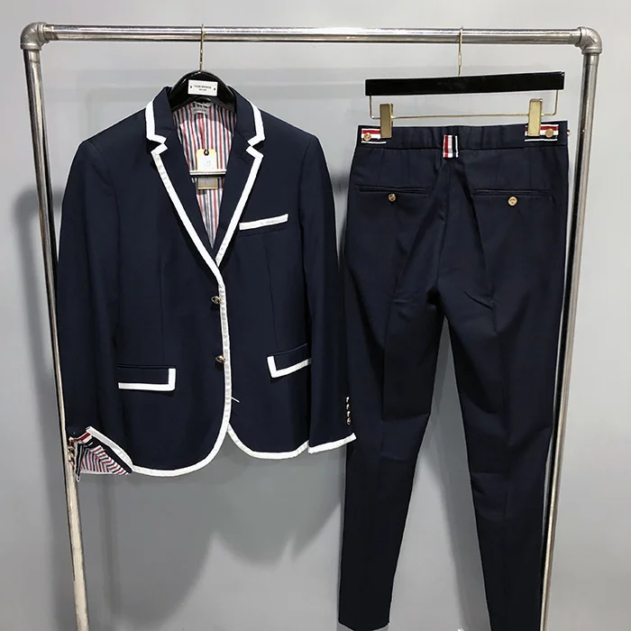 

TB edge college style red, white blue edging special short full lining suit for men and women