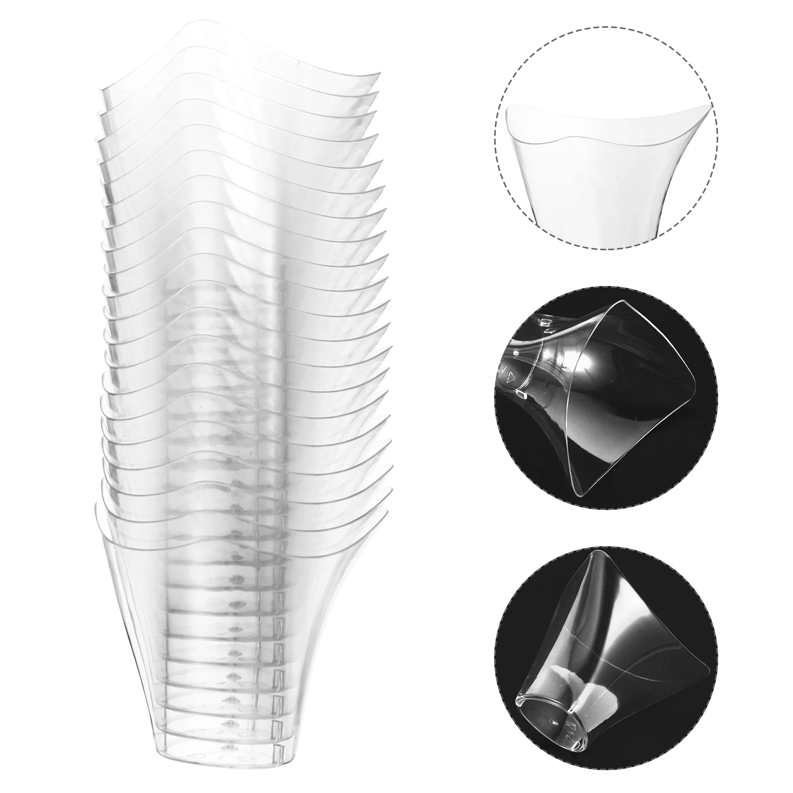 

20Pcs Plastic Transparent Twisting Design Disposable Dessert Cups Mousse Cups