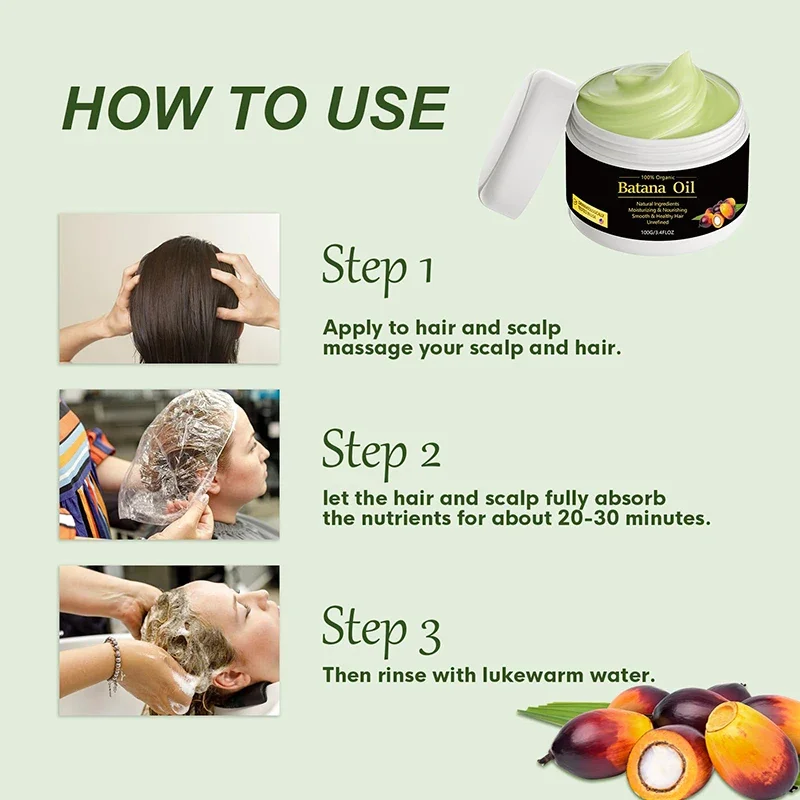100% необработанное масло Батана для роста волос органическое устраняет секущихся