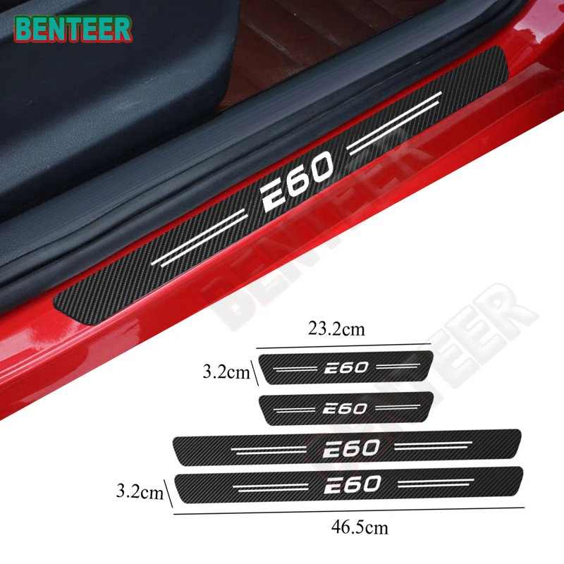 

4X Carbon Fiber Car Sill Stickers For BMW E60