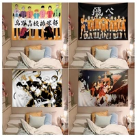 anime haikyuu tapestry wall hanging black white letter tapestries wall carpet cloth beach towel blanket home decor