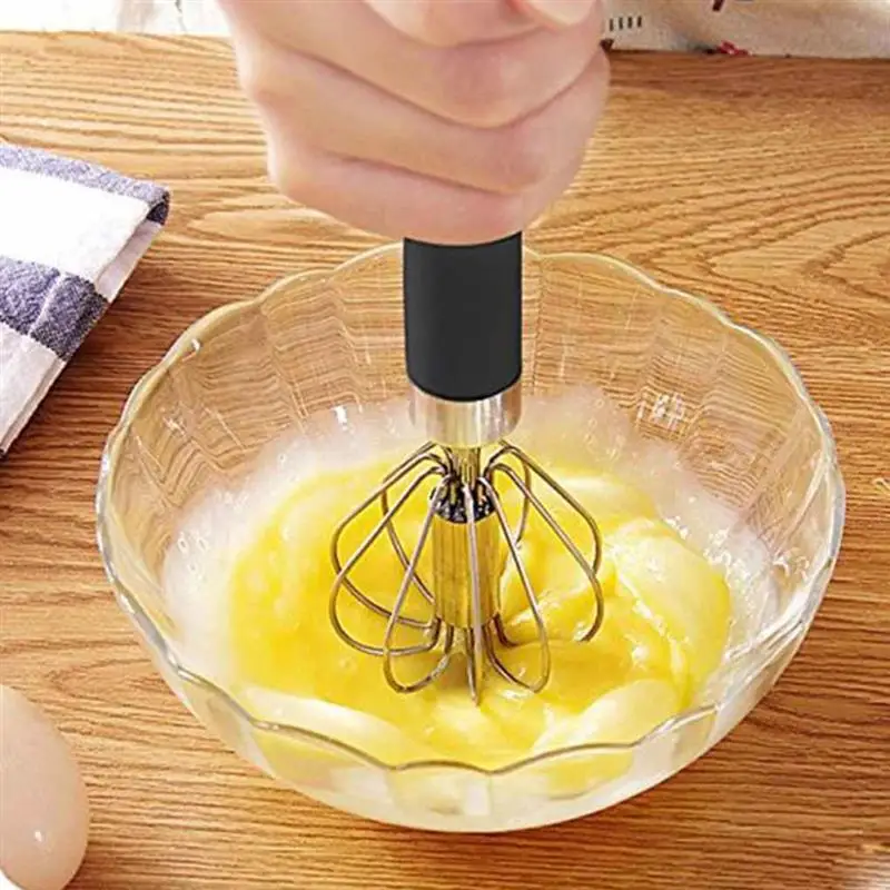 

1PC Semi-automatic Mixer Egg Beater Manual Self Turning Stainless Steel Whisk Hand Blender Egg Cream Stirring