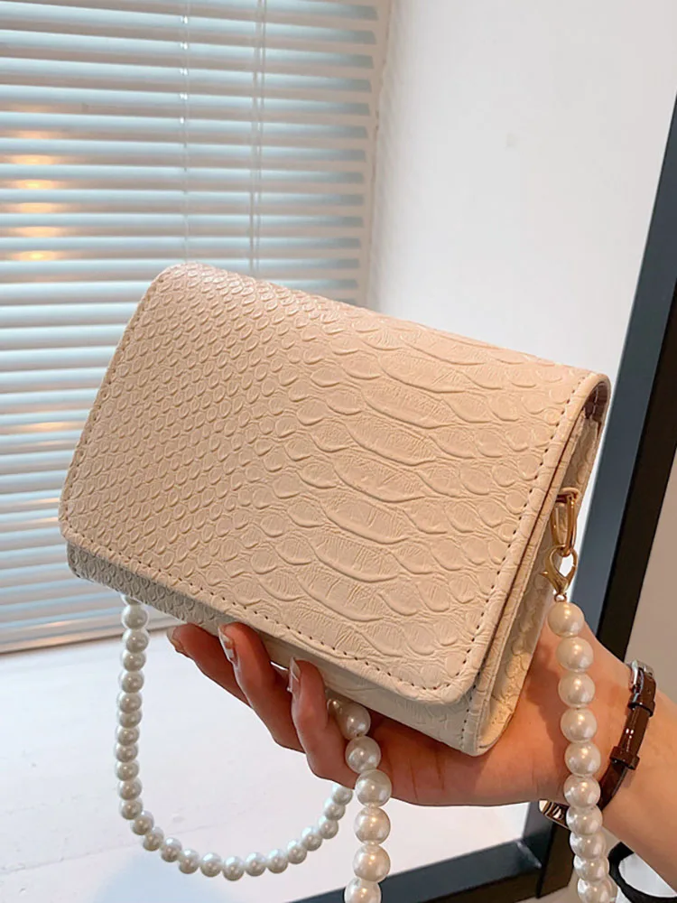 

Pearl Shoulder Women's Bag 2022 Luxury Designer Handbags for Women Summer New Brand Small Flap Female Crossbody Bags Fashion