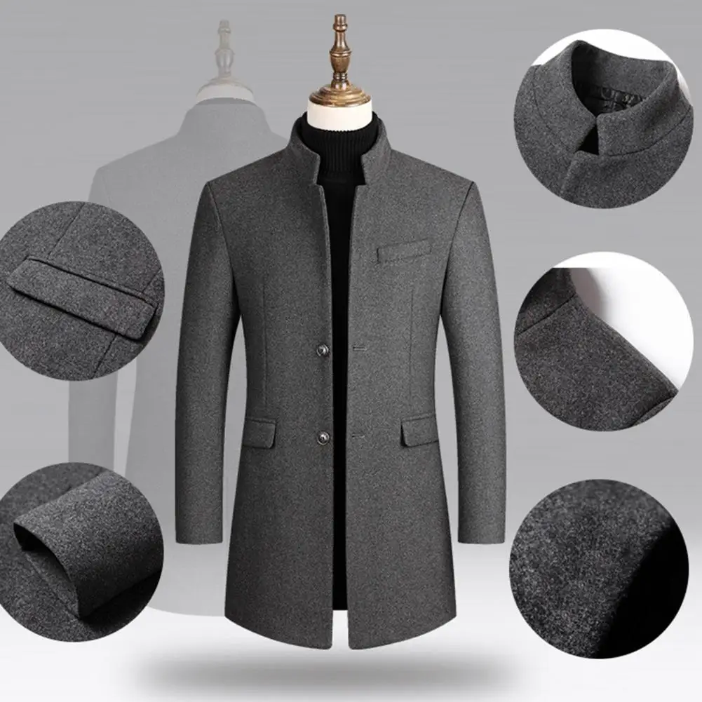 

Повседневное пальто средней длины, уличная одежда, мужской Тренч, однотонный облегающий однобортный Тренч с длинным рукавом