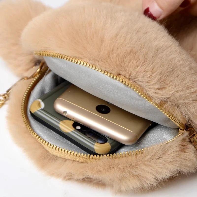 Plush cartoon single shoulder crossbody bag Girl Doll mobile phone bag Chain Messenger Bag fashionable chicken bag