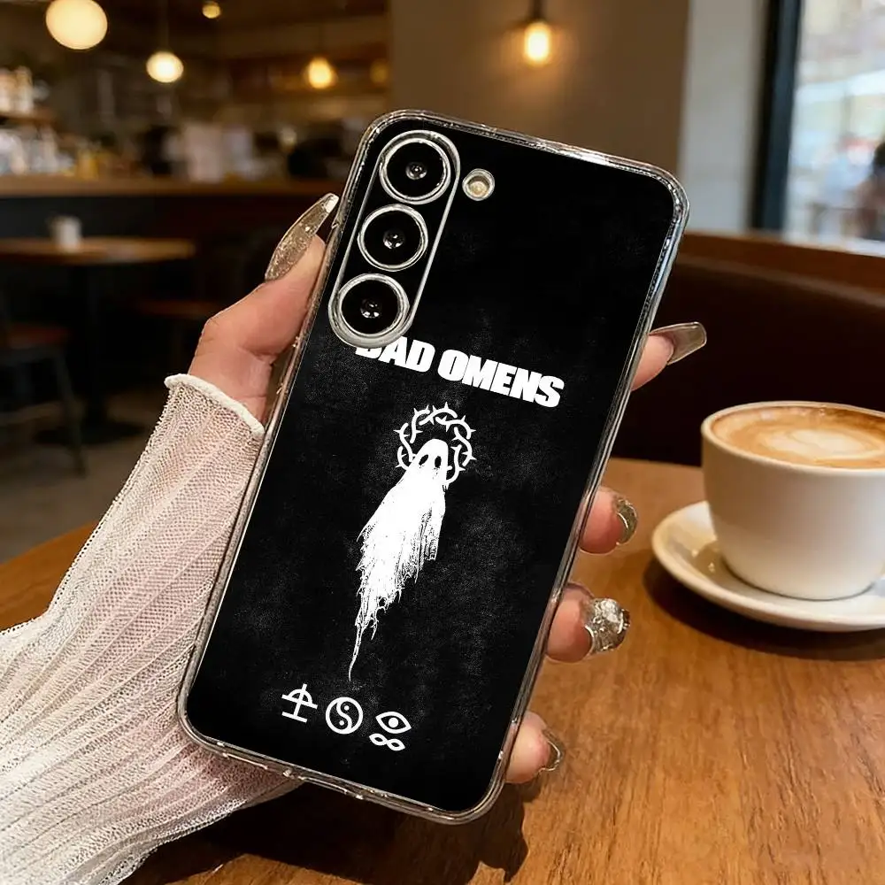 Прозрачный чехол для телефона Bad Omens Music Band для Samsung S25, S24, S21, S22, S23, S30, Ultra, S20, Plus, Fe, Lite (art.: 3920da21dbbaf) - 3920da21dbbaf