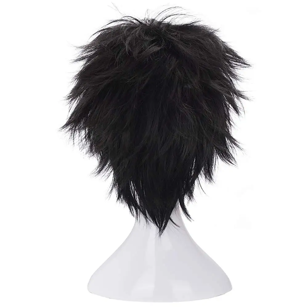 Короткие чёрные термостойкие синтетические волосы для косплея Хэллоуина аниме