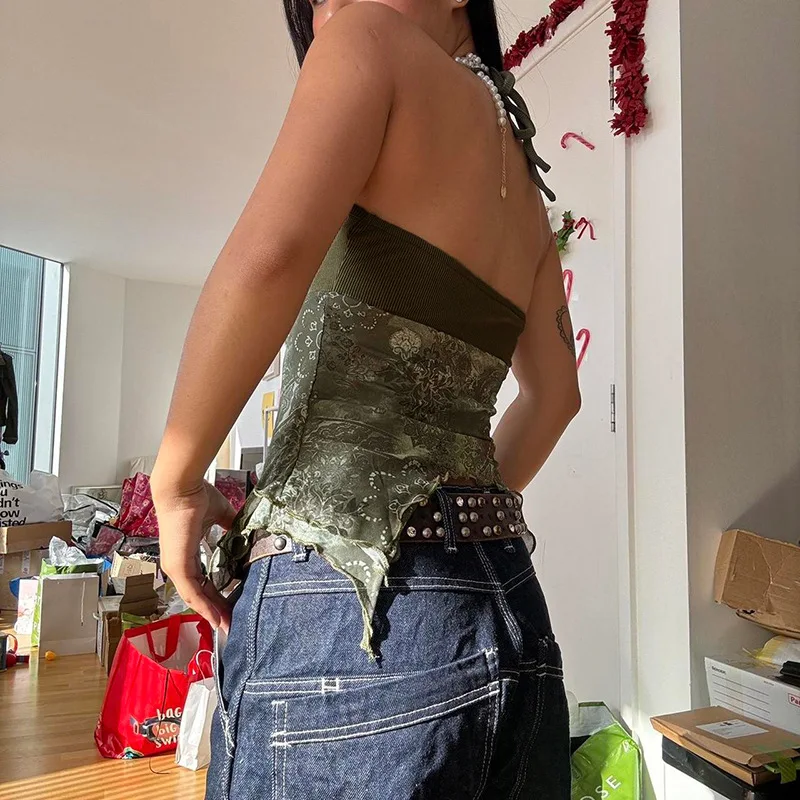 Женский укороченный топ в стиле бохо