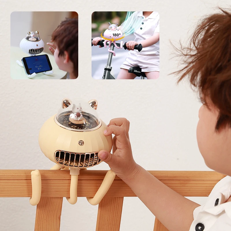 

Baby Stroller Fan 2000mAh Portable Fan for Cart Car Accessories Summer Handheld Rechargeable USB Fan Without Blades Gifts Cooler