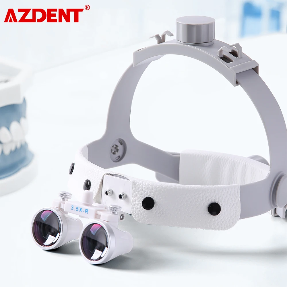 AZDENT-lupa Binocular Dental, diadema, lupas médicas, vidrio óptico 3.5x-r 280-380mm, campo de visión ultraancho