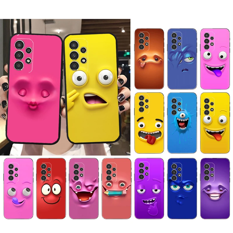 

Phone Case for Samsung Galaxy A73 A53 A13 A22 A12 A32 A71 A21S A33 A52 A72 A02 A03 A51 A31 M31 Funny Faces Funda