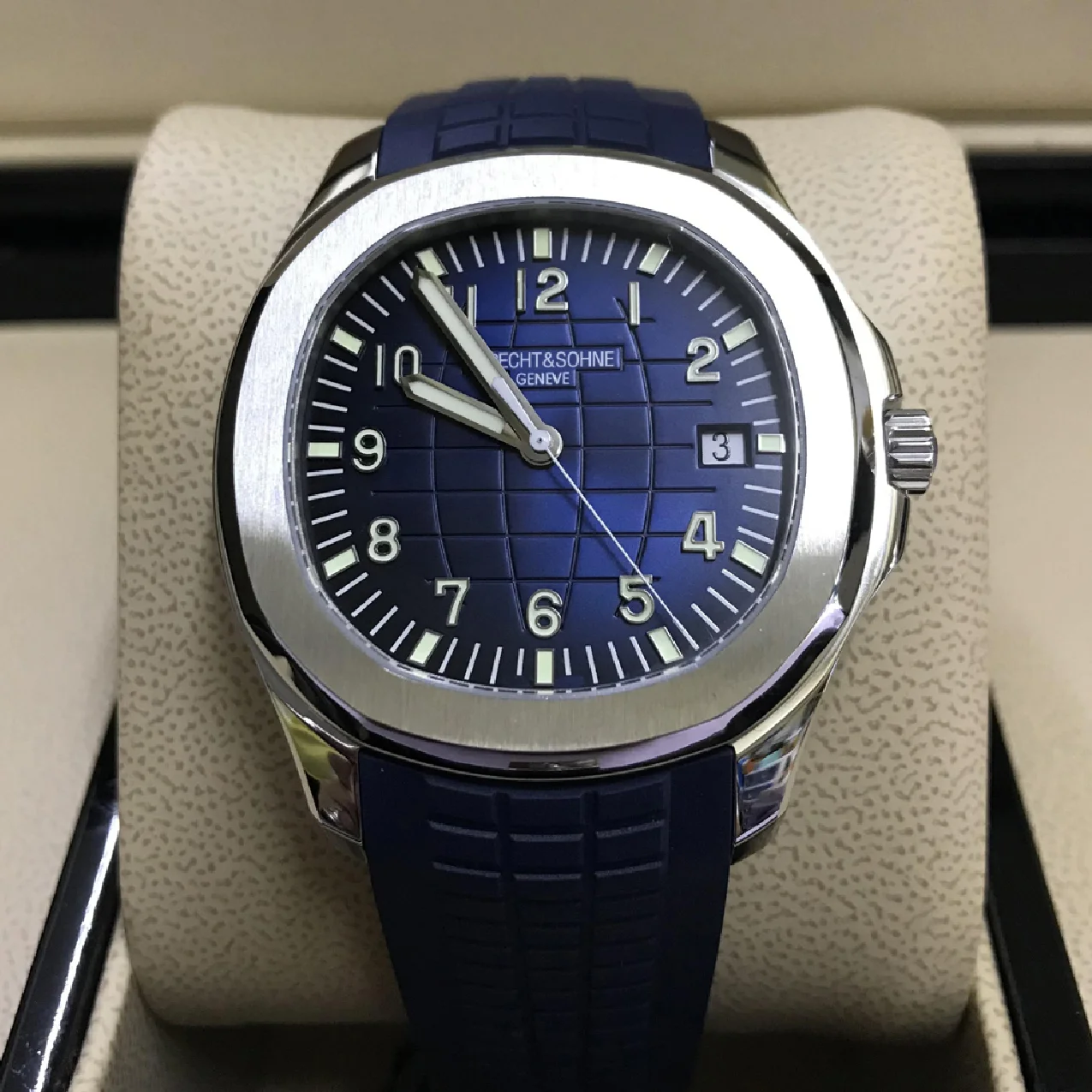 

Blue Dial MIYOTA Automatic Dress Watch Men DIVER 007 Style Sapphire Crystal Solid Steel Bezel Waterproof 10Bar Rubber Wristwatch
