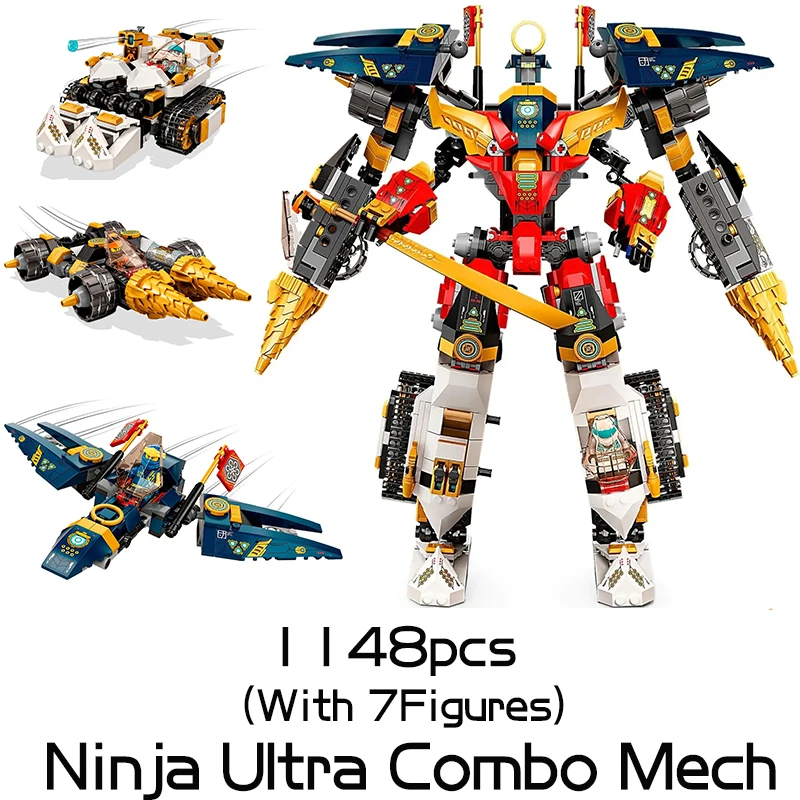 

New Ninja Series MOC 71765 Ultra-Combo Roboting 1148pcs Building Blocks Mech Bricks Toys for Kids Christmas Birthday Gift