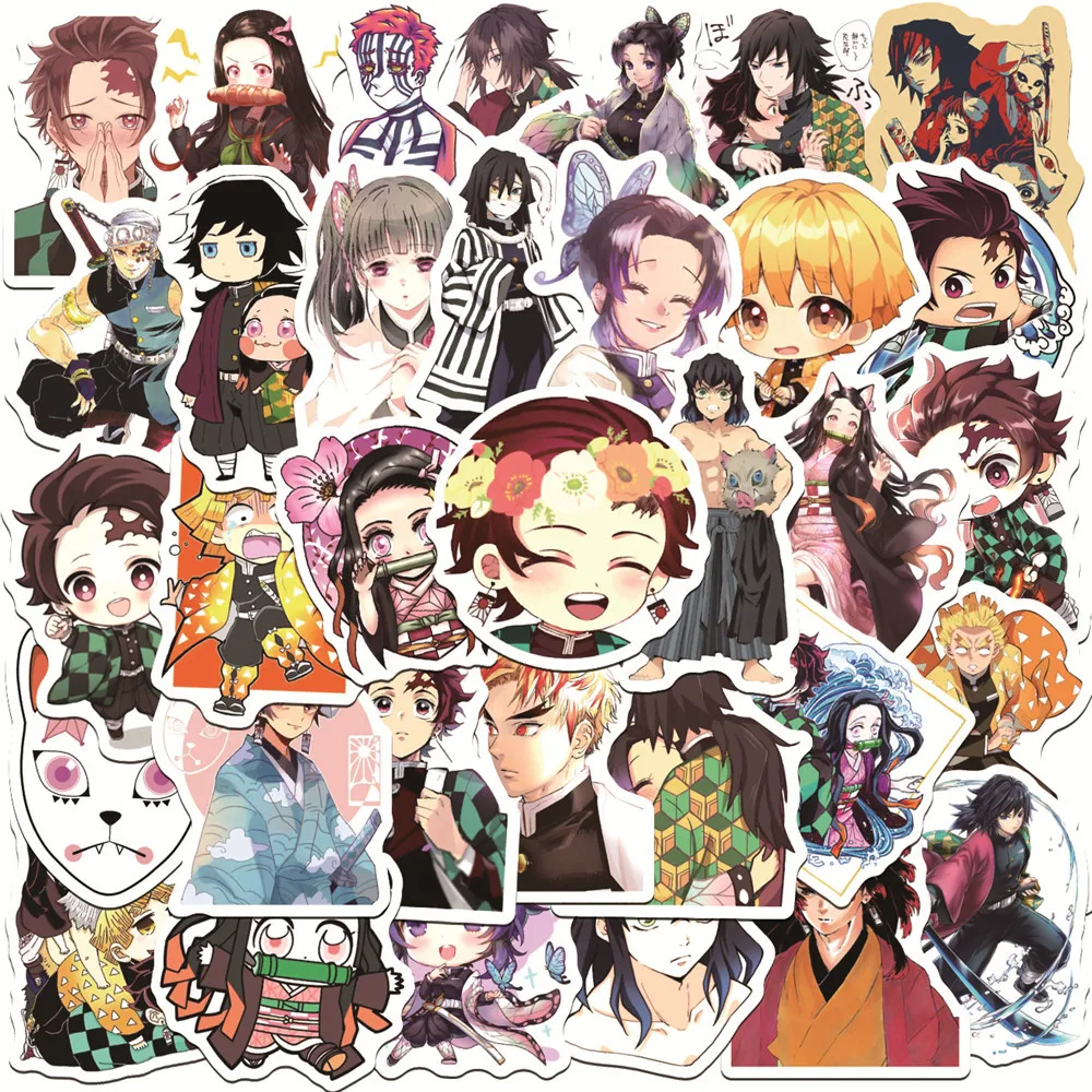 

10/30/50/100pcs Demon Slayer Anime Graffiti Stickers Cartoon Characters Animation Diy Phone Water Cup Trolley Box Decal Stickers