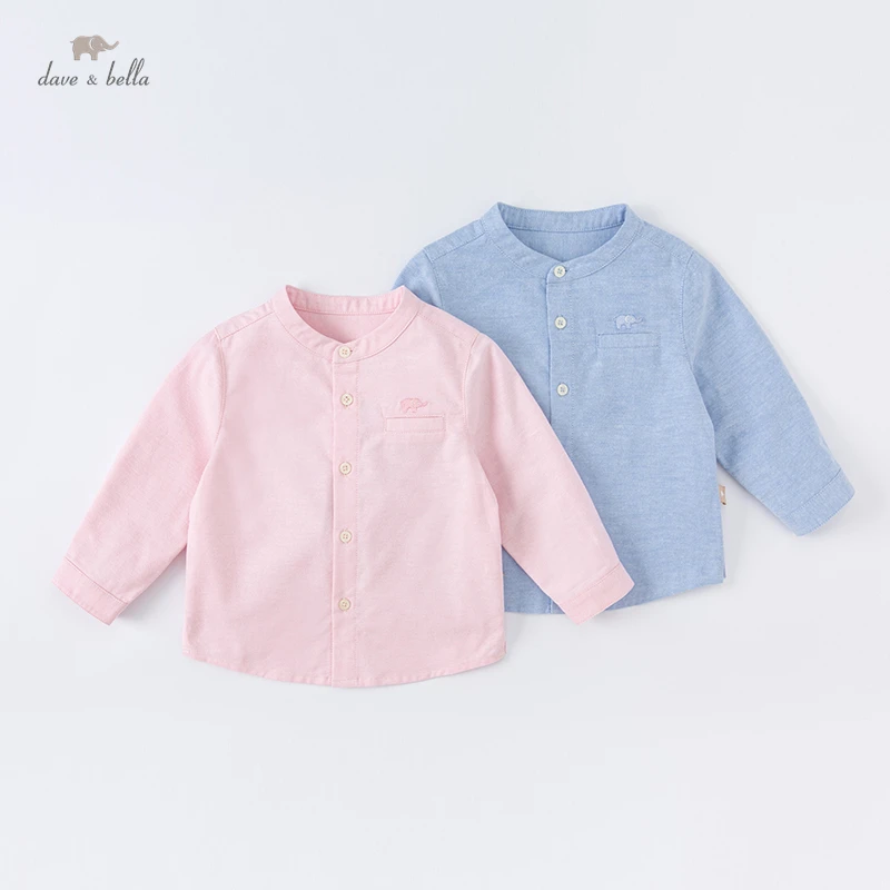 

Модная Однотонная рубашка для маленьких мальчиков DB1220775 dave bella, топы для младенцев, повседневная одежда высокого качества для мальчиков