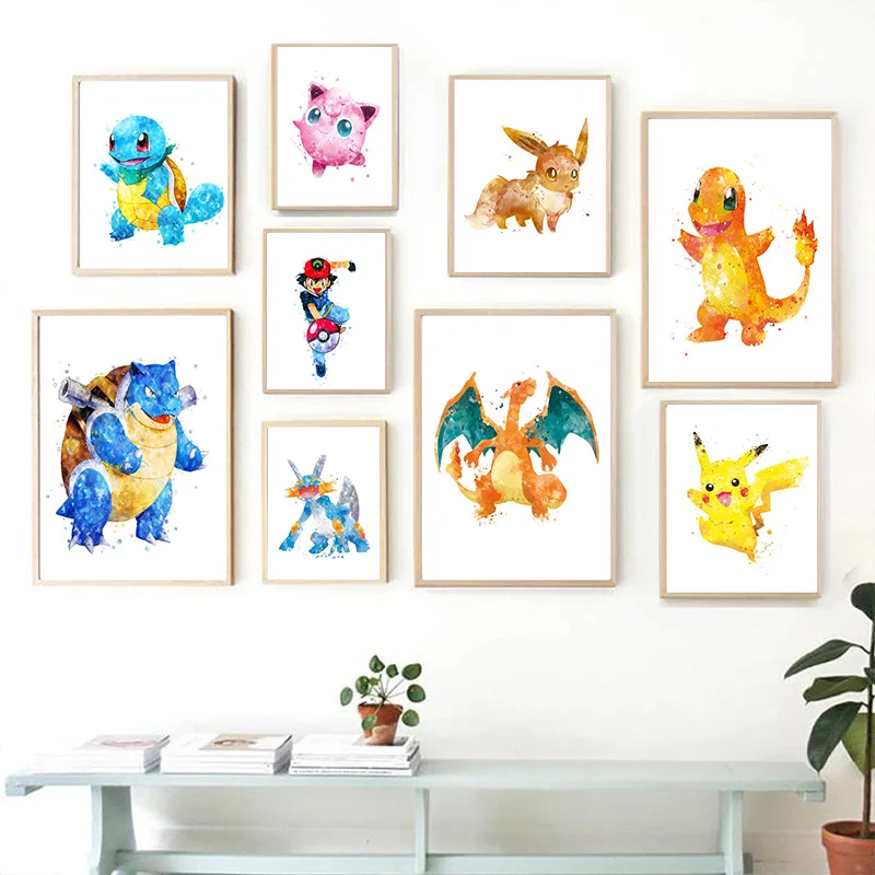 

Картина из страз 5D «сделай сам», акварель, Покемон, бластоз, Пикачу, два искусства, настенное украшение для детской комнаты