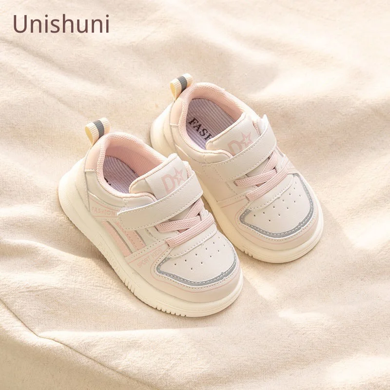 Baby Shoes Toddler Girls Sport Sneaker White Pink Casual Shoes Breathable PU Mesh Flats Basic Casual Sneakers Infant Tennis Shoe