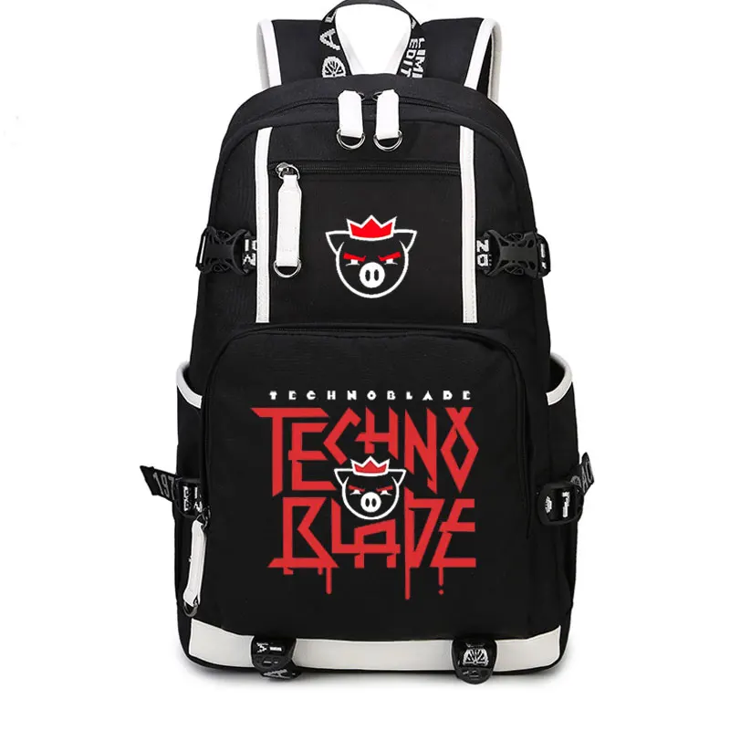 Technoblade Backpack Cosplay Bags Men Women Dream Smp Canvas Schoolbag Ranboo Travel Bag