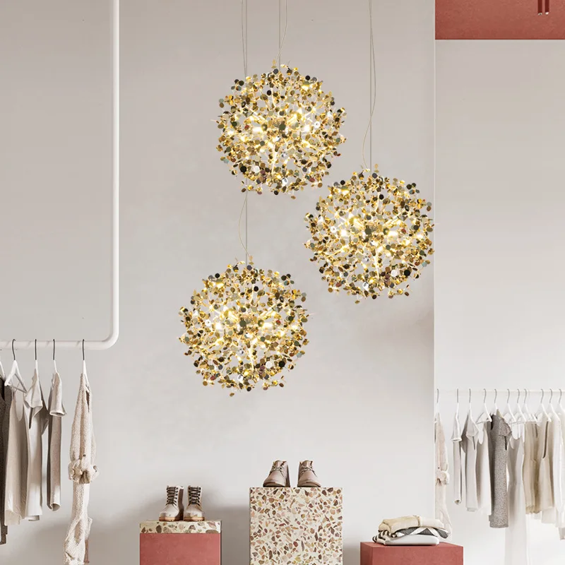 

Modern Chrome Gold Steel Spark Led Pendant Lights Living Dining Room Chandelier Lighting Home Decor Bedroom Kitchen Hanging Lamp