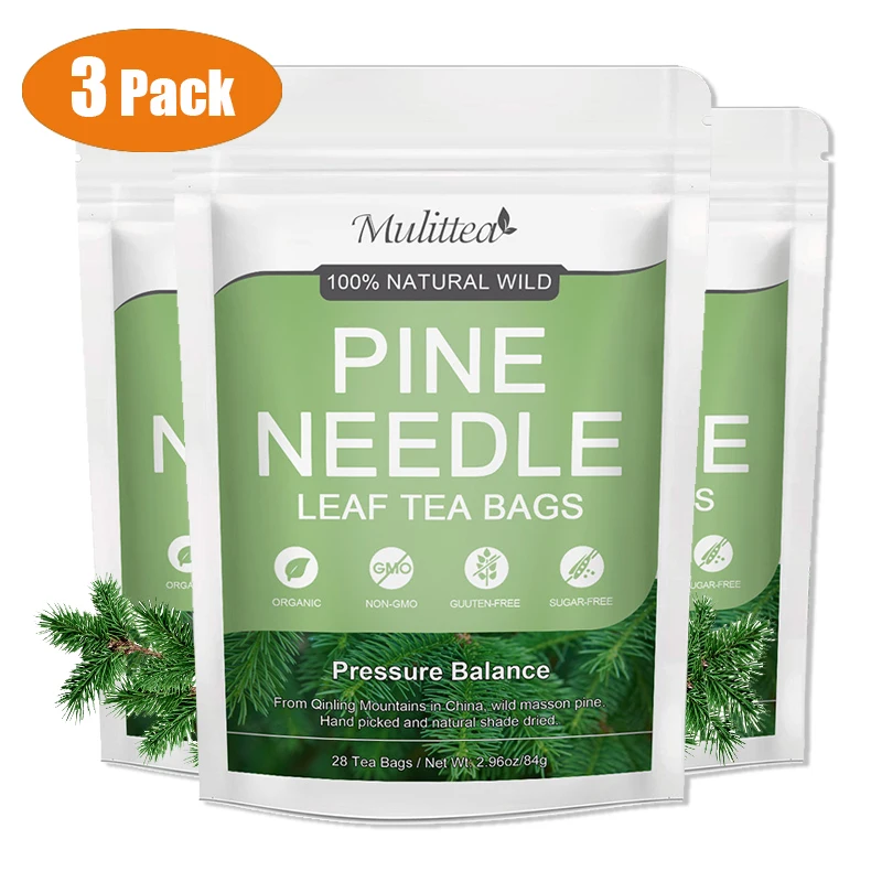 

Mulittea Dried Pine Needle Tea Bags Rich In Vitamin & Antioxidants Improve Immunity Health Heart Detox for Family 3 Pack